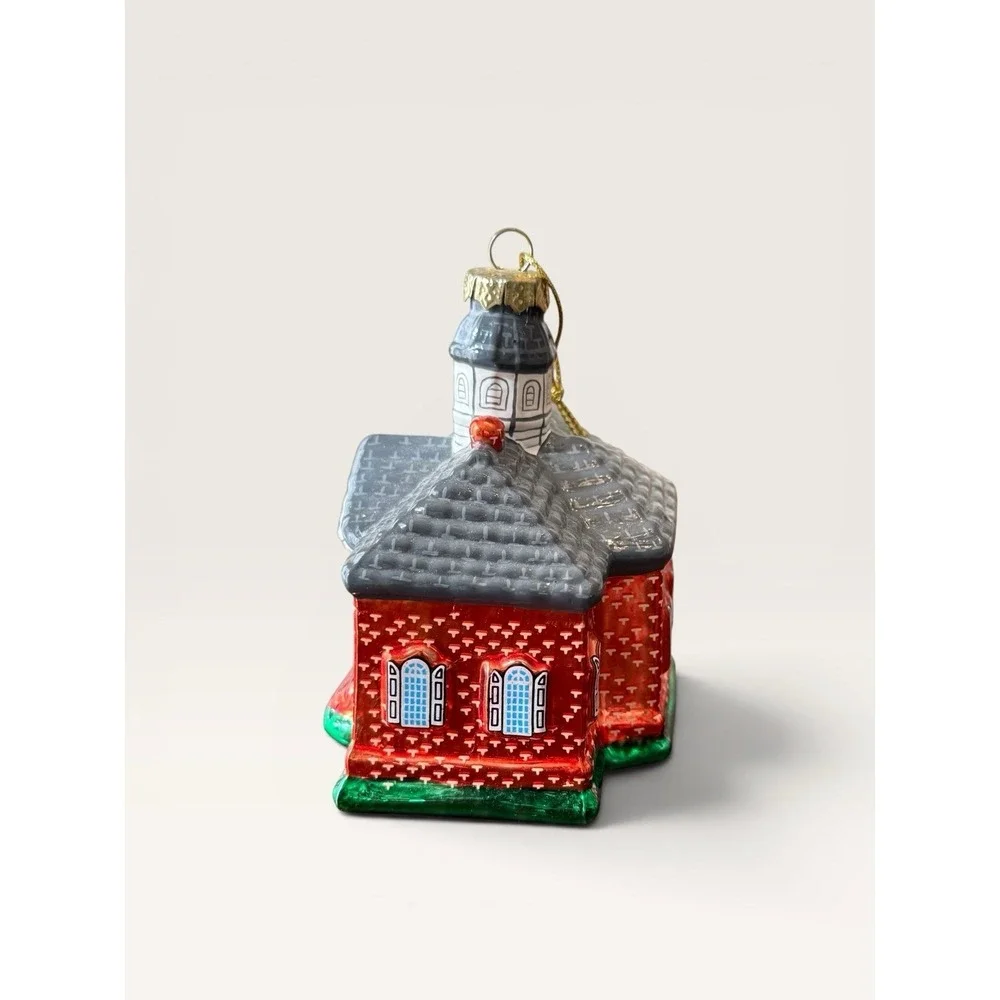 Colonial Williamsburg Courthouse Ornament Blown Glass Christmas Vtg EUC‎